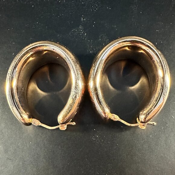 ✨ Milor Italy 14K Gold Over Resin Domed Hoop Earrings | Classic Italian Design - Picture 4 of 4